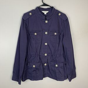 LL Bean Utility Jacket Womens Size L Stretch Field Drawstring Waist Pockets